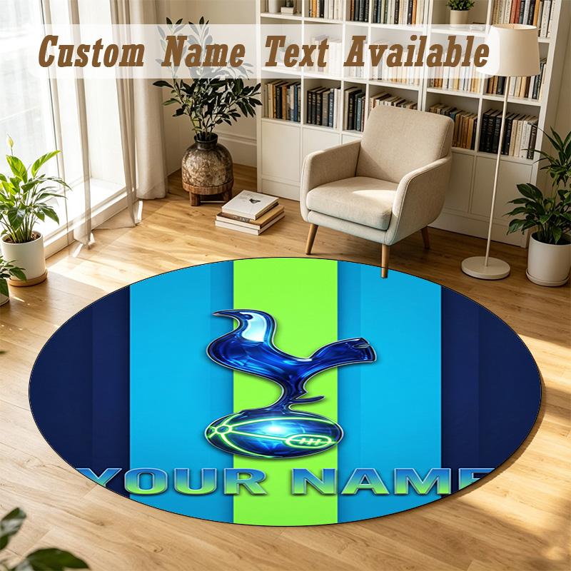 Round Rug Custom NameTottenham Hotspur FC Pattern Non Slip Carpet Home Floor Decor