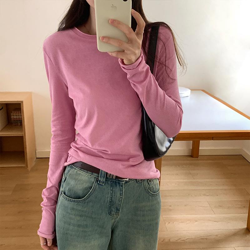 2025 New Slimming Round Neck Long-Sleeve Top for Women