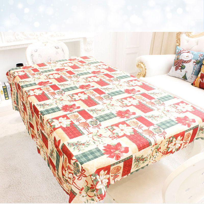 Premium Santa Christmas Red Tablecloth Crafted From High-quality Polyester Fabric For Festive Dining