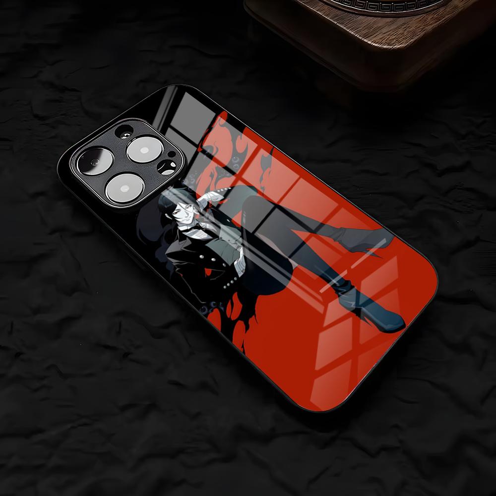 Anime Black B-Butler Phone Case For IPhone 17 Air 16 E Pro Max 15 14 13 Mini 12 Pro 11 Max Plus Black Glass Cover