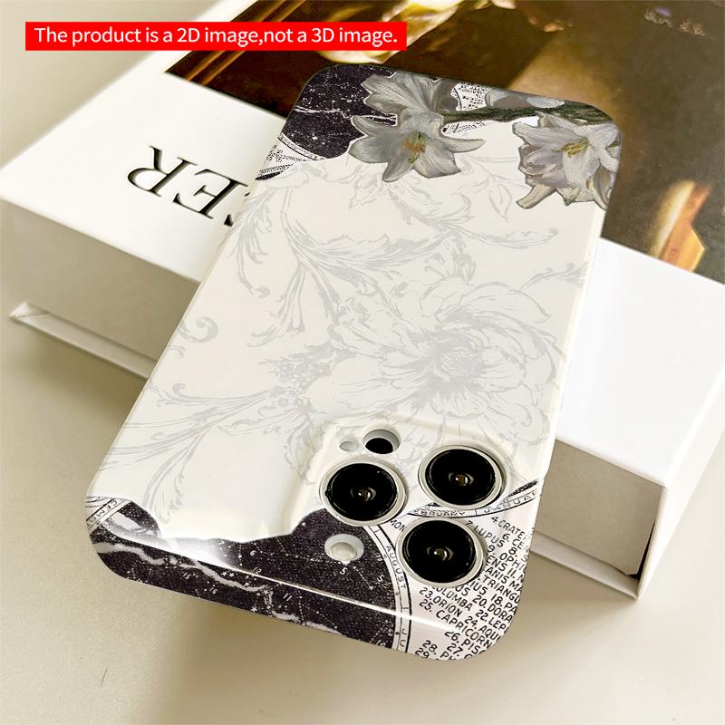 2DFlat Floral and Celestial Design All inclusive film hard iPhone case, compatible with iPhone 18 Pro Max 17 16 15 14 13 12 11