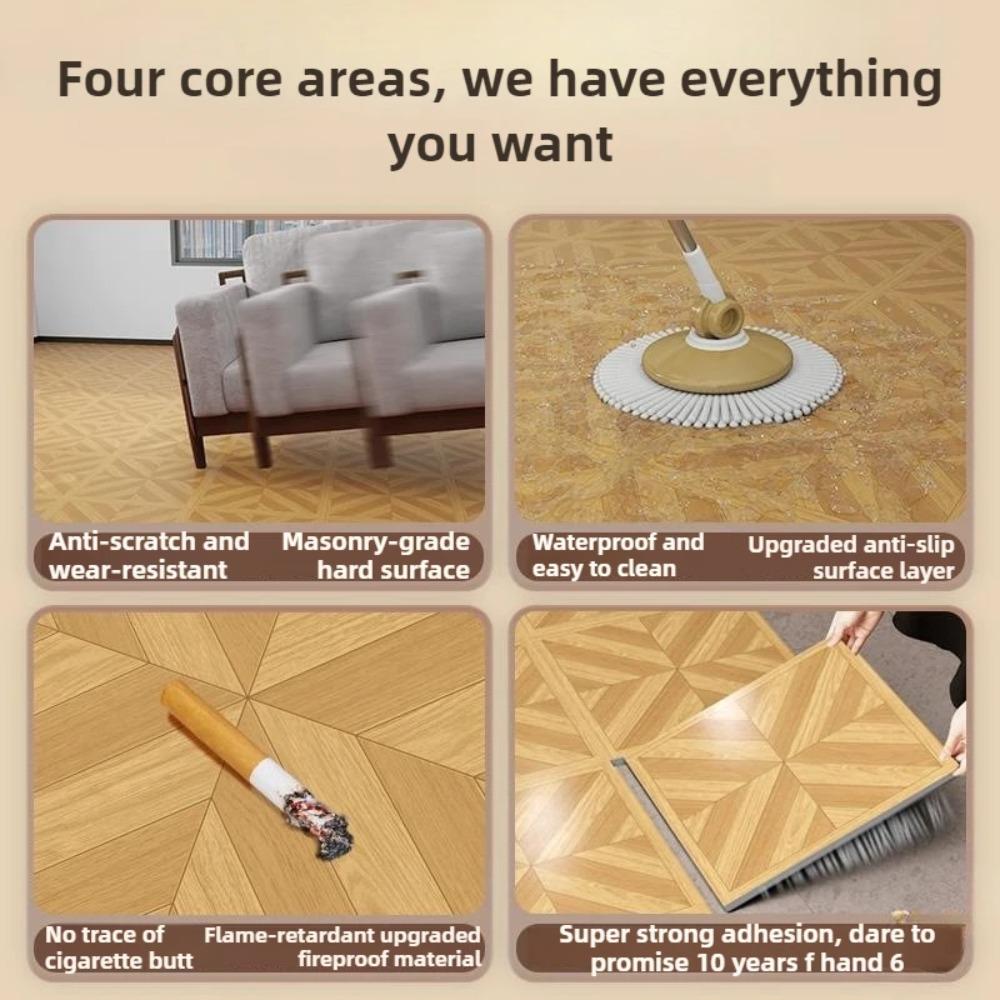 457x457mmPVC Retro Mosaic Floor Sticker-Self-Adhesive Anti-Slip Vinyl Tile for Concrete Floor Renovation Wear-Resistant DIY Home
