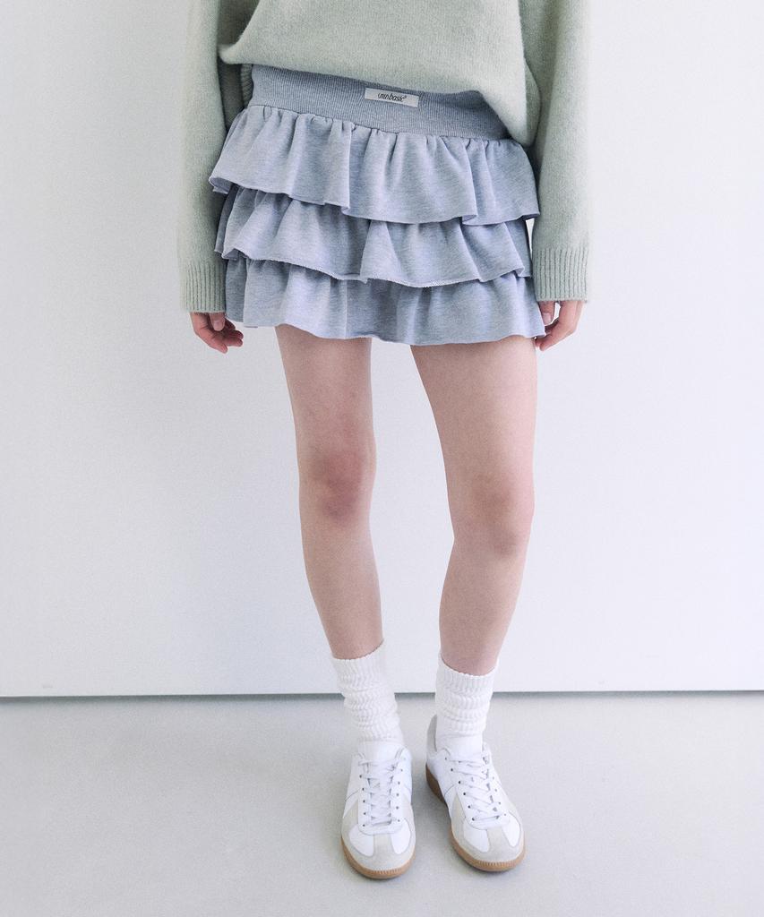 Lora Lora Nubasic Frill Mini Skirt Melange Gray