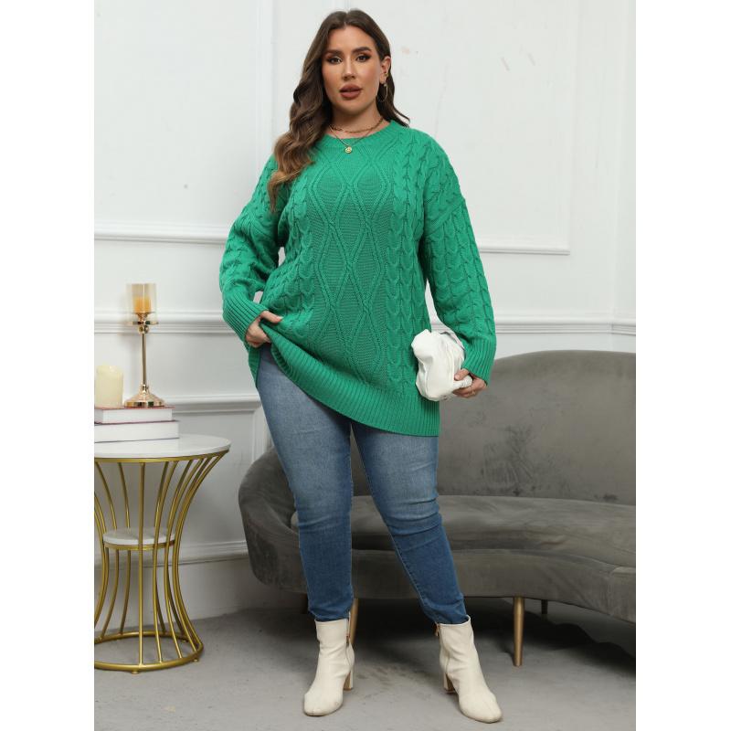 Women's Pullover Sweater Plus Size Women's Round Neck Knitted Sweater Autumn Winter New Base Shirt
