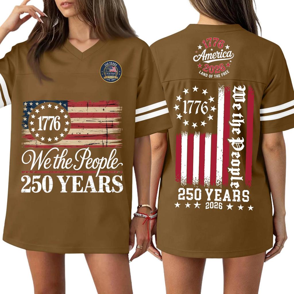 Women's Casual Fashion V-Neck Sports Independence Day Print Short Sleeve Sports T-Shirt Top