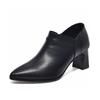 Pointed high heels women's single shoes spring new first-layer cowhide ruffle side zipper fashion shoes