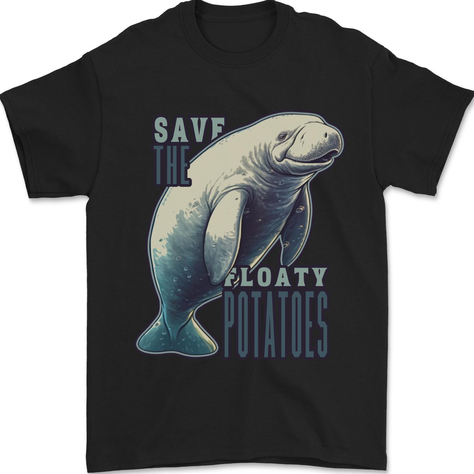 Funny Manatees Save the Floaty Potatoes Mens T-Shirt 100% Cotton 3XL