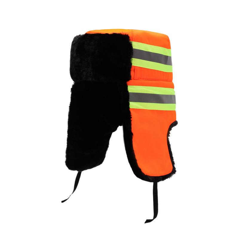 Winter Lei Feng hat men's fleece thickened sanitation worker cotton hat autumn and winter cold warm landscaping reflective work hat