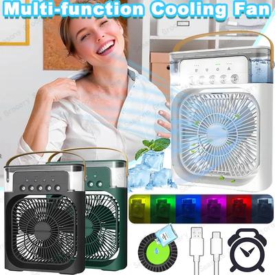 New 3 In 1 Fan AIr Conditioner Household Mini Air Cooler LED Night Light Portable Humidifier Air Adjustment Fan Office Home Fan