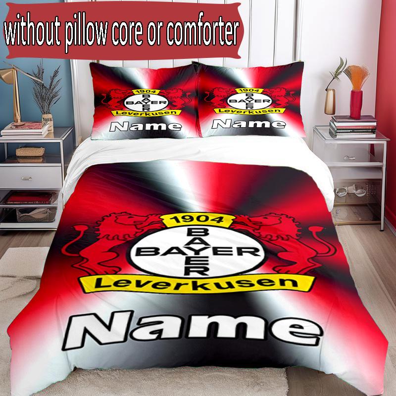3pcs Duvet Cover Set (1*Duvet Cover + 2*Pillowcase, Without Core), Custom Name Bayer 04 Leverkusen Pattern Bedding Set, Home Bedroom Decor Gift
