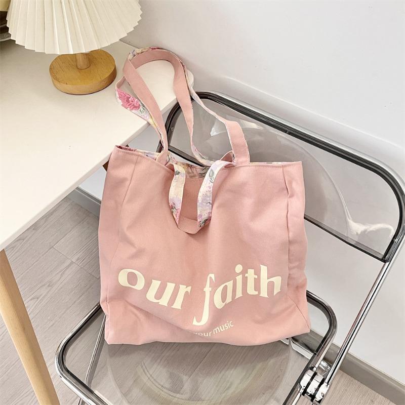 31 Spring and Summer New Printed Floral Double-sided Canvas Bag Large-capacity Commuter Bag Shoulder Handbag
