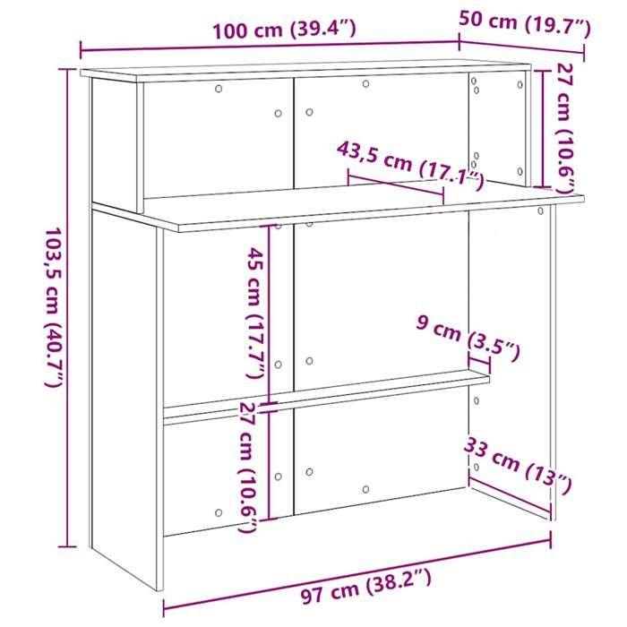 VidaXL Bureau de réception blanc 100x50x103,5 cm bois d'ingénierie, comptoir de réception, réception de salon, comptoir de 859024