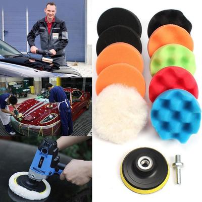 11pcs Sponge & Woolen Polishing Waxing Buffing Pads Kit Auto Car With M10 Drill Adapter