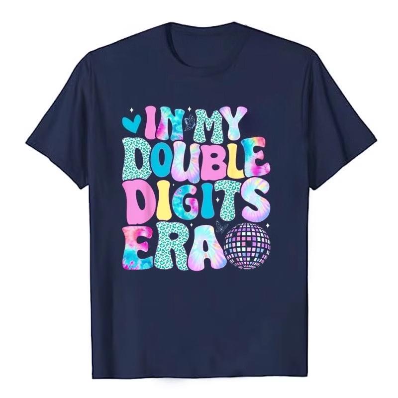 In My Double Digits Era Retro 10 Year Old 10th Birthday Girl T-Shirt Fashion Tees Daughter Gifts Autumn and Winter Innerwear