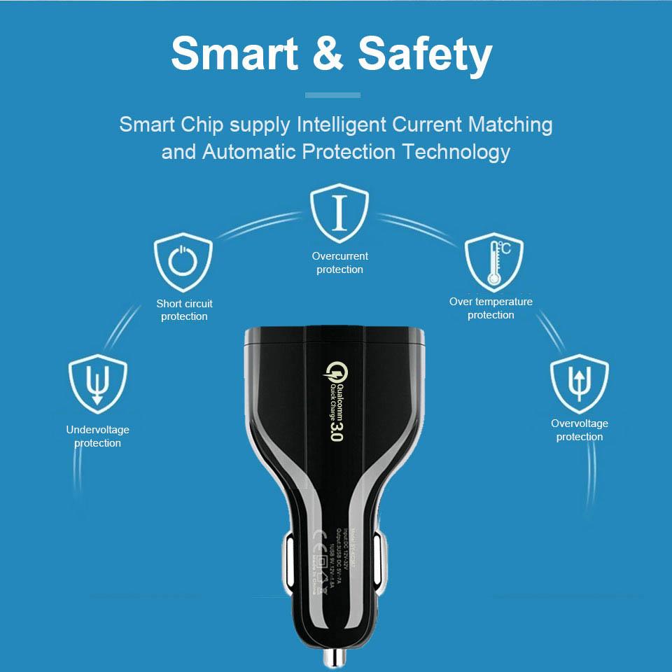 QGeeM QC 3,0 3 USB Auto Ladegerät Quick Charge 3,0 3-Ports Schnelle Ladegerät für Auto Telefon Lade Adapter für iPhone Xiaomi Mi 9 Redm