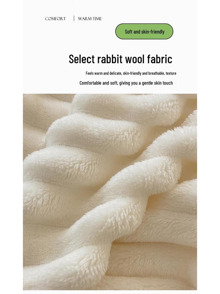 Luxurious Thickened Rabbit Plush Fleece Blanket - Warm, Lightweight, Ideal for Naps and Air Conditioning