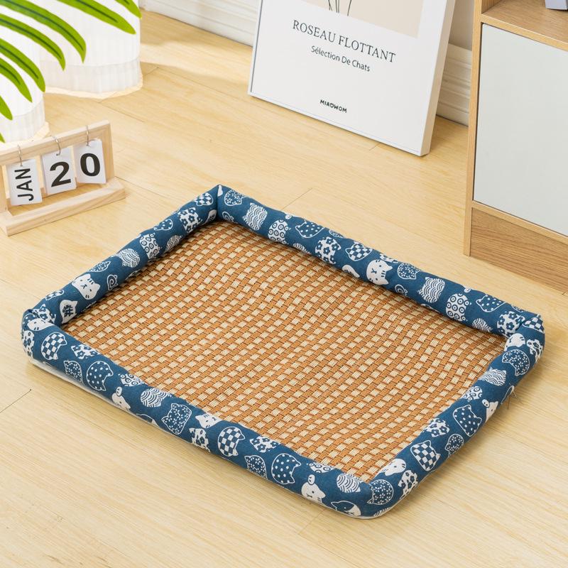 Pet Cooling Mat: Summer-Ready Nest for Cats & Dogs - All-Season Rattan Bed.
