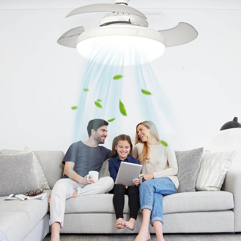 Modern Ceiling Fan Home Quiet Invisible Fan Light  Retractable LED Ceiling Fan Home Fan With Lights Remote Home Accessories