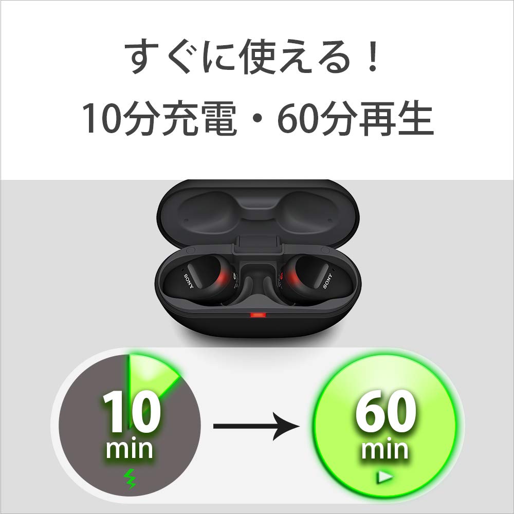 Sony True Wireless Earphones Bluetooth Separate Left and Right 2020 360 Reality Audio Black Noise-Canceling WF-SP800N Compatible, Headphones,