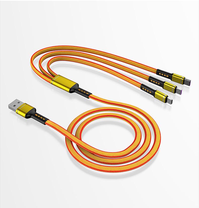 Nylon Braided 3-in-1 Multi-Head Fast Charging Cable (2A)