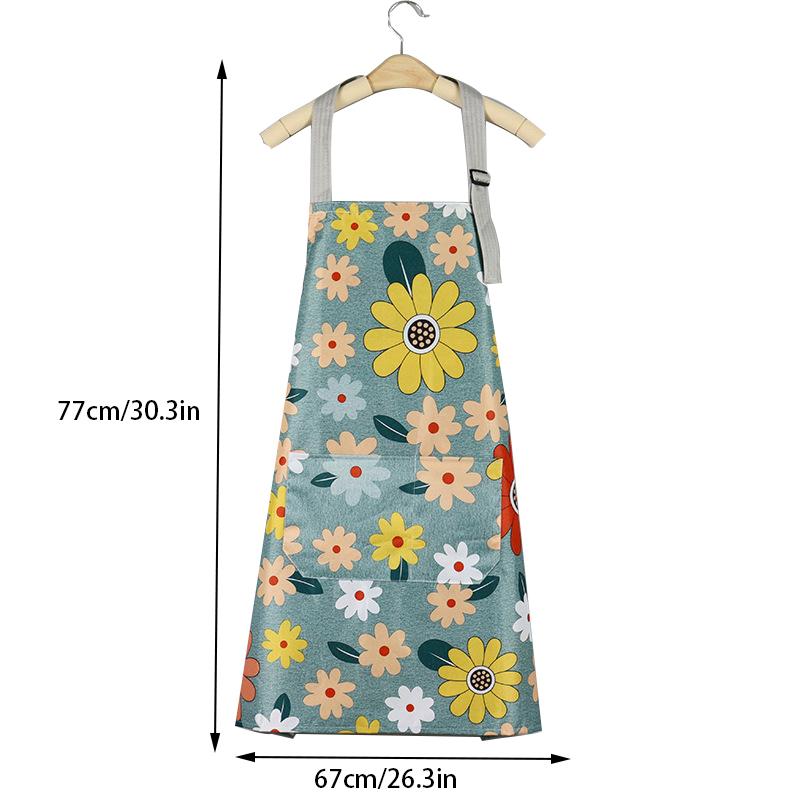 Cute Flower Kitchen Household Oil-Proof Cooking Apron For Women Children Men Kitchen Waterproof Adult Coffee Baking Accessories