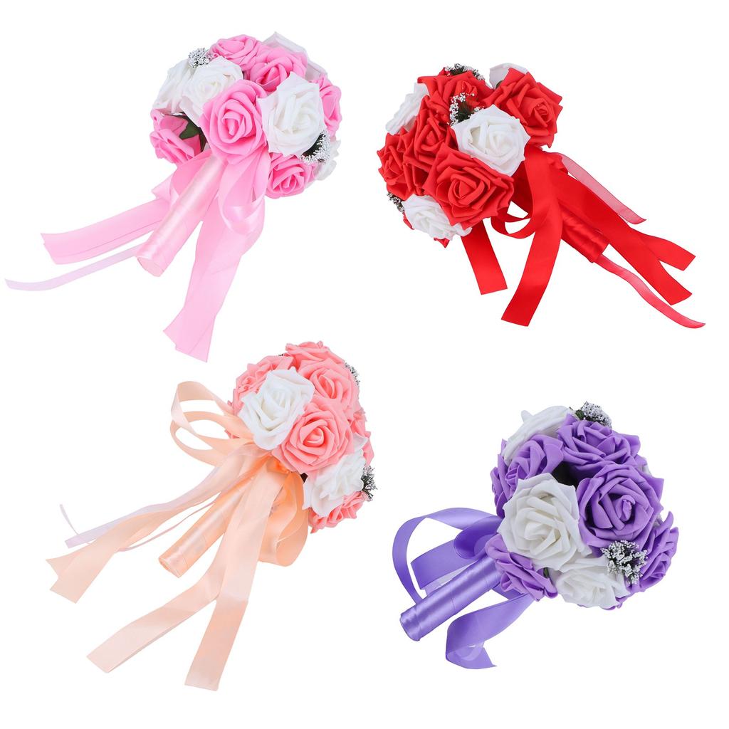 Bridal Bouquet PE Artificial Flowers Bunch for Wedding Stage Office Home Decoration