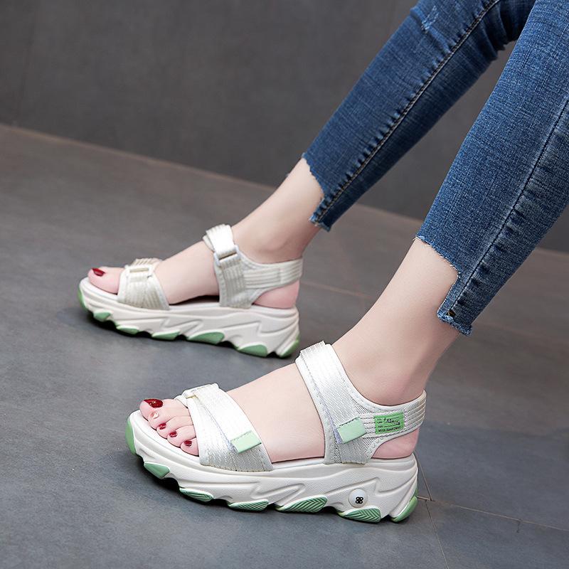 Fashion Sports Dad Sandals Women 2025 New Summer Sponge Shoes Ins Trendy Thick Soled Height Increasing Beach Shoes