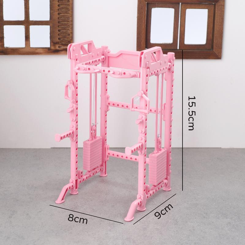 Mini Fitness Equipment Dollhouse Simulation Gym Treadmill Dumbbell Weight Lifting Machine Model Decor 1/12 Doll House Accessory