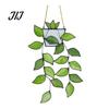 Light Refracting Plant Decoration Painted Green Leaf Window Sun Catcher for Balcony, Acrylic Faux Indoor Hanging Decorations Decor, Lightweight