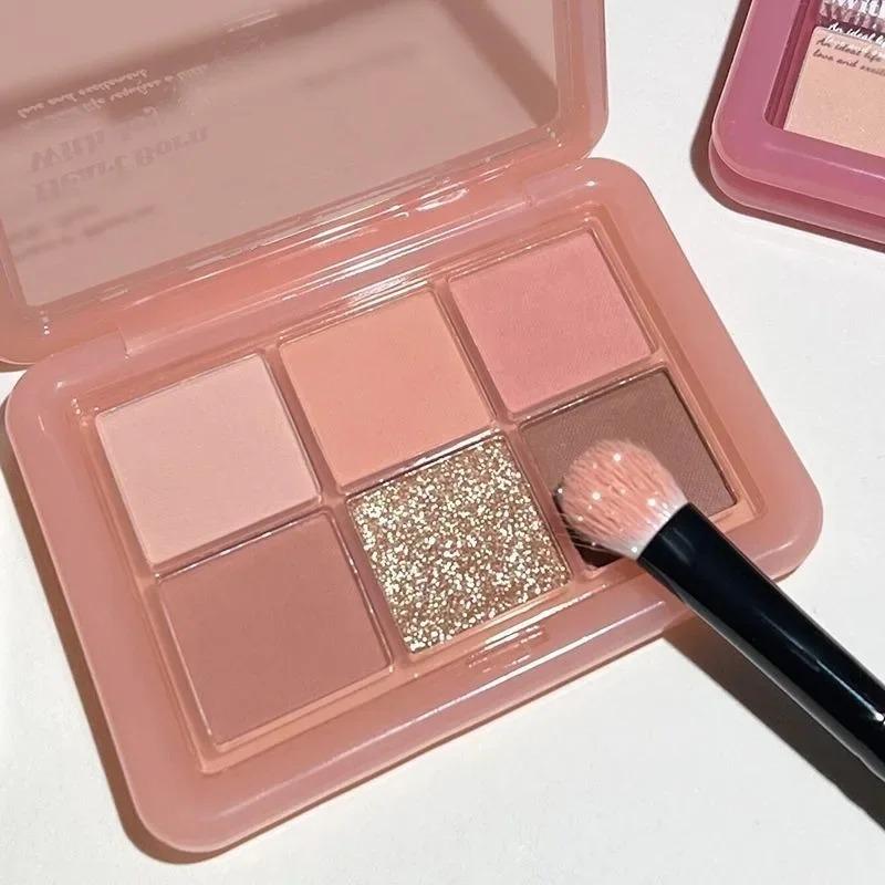 Palette de fards à paupières roses transparents pailletés, mats, chatoyants, oranges, marrons, brillants, 4 couleurs, palette de maquillage pour filles, cosmétique durable