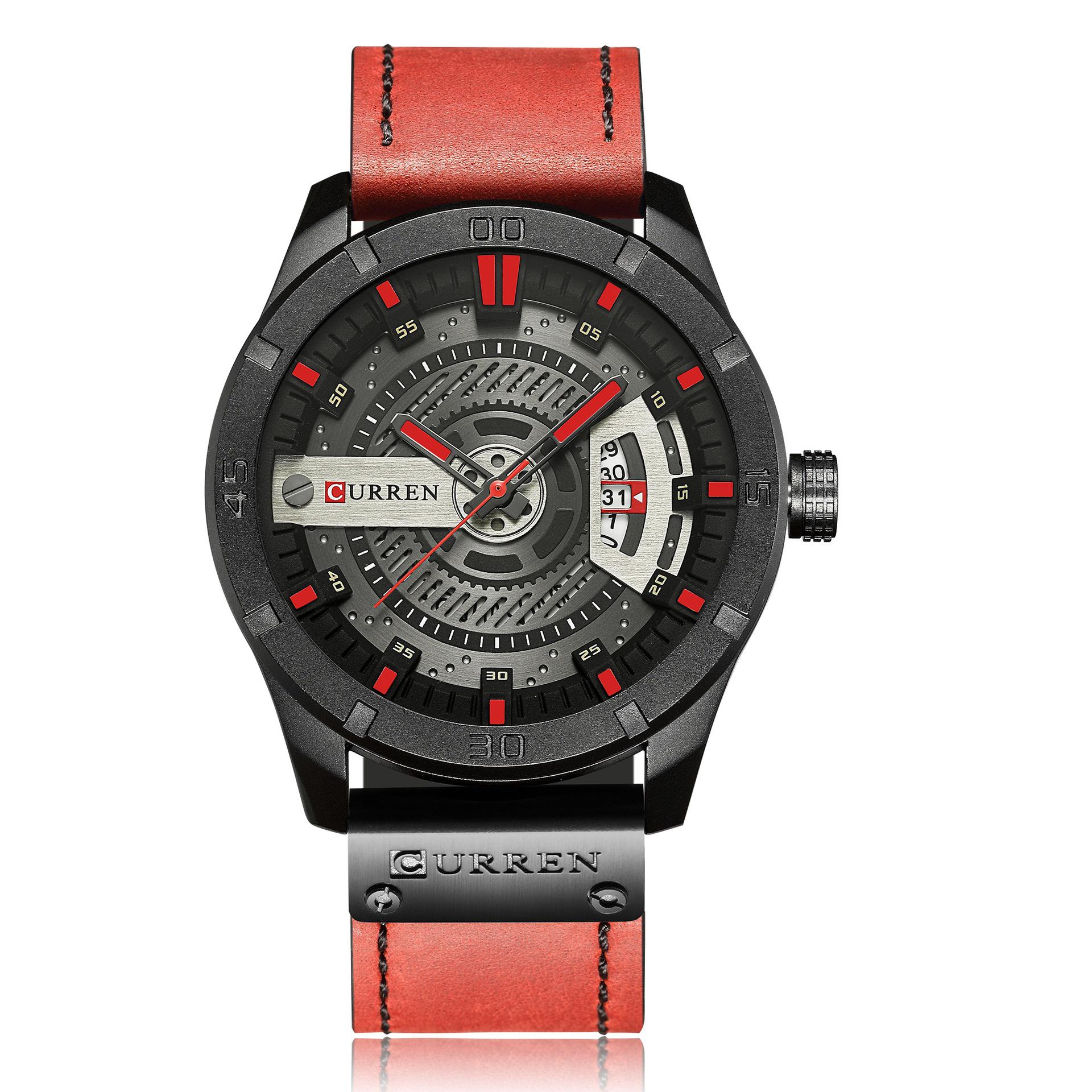 Curren 8301 Men s Leather Strap Business Calendar Watch