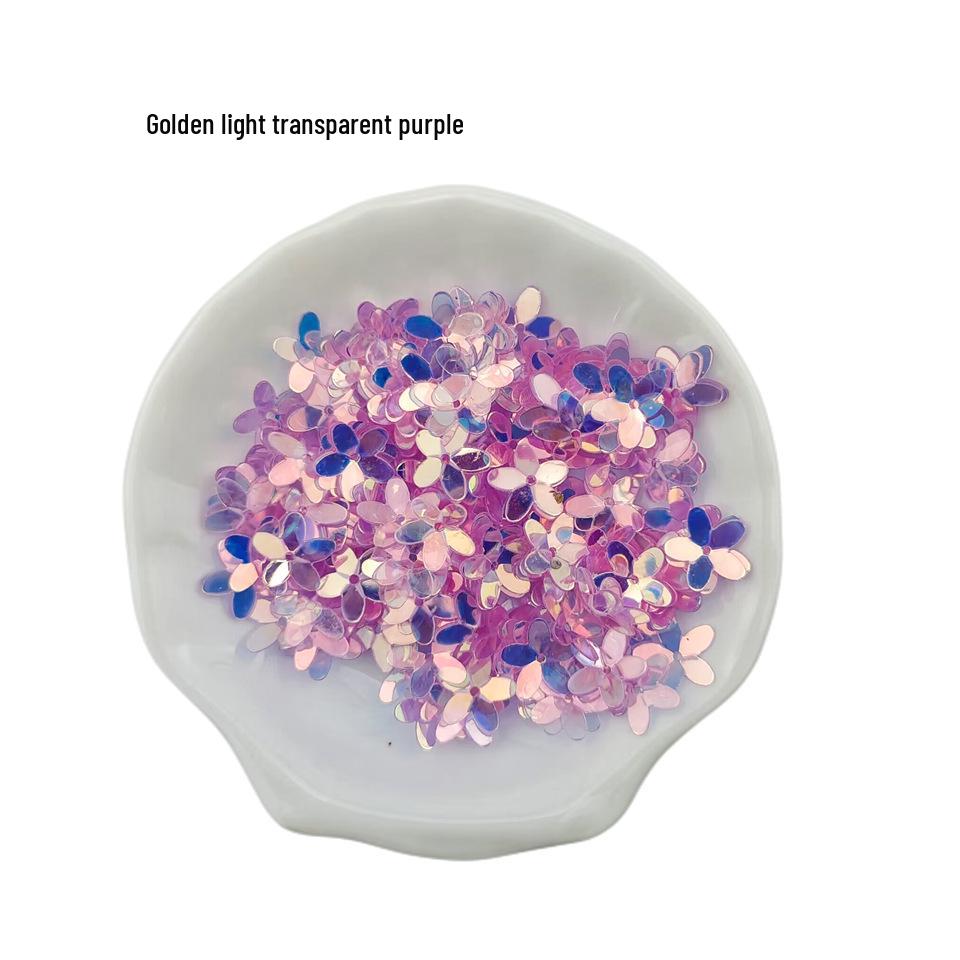 Perforated 10MM Gold Sequins 3D Transparent Five-Petal Flower for Eye Makeup, Bridal Wear, DIY Clothing Accessories.