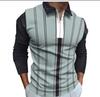 Europe, America Ins 2025 Summer Fast-selling POLO Shirt Zipper Men's Printed Striped Polo Shirt