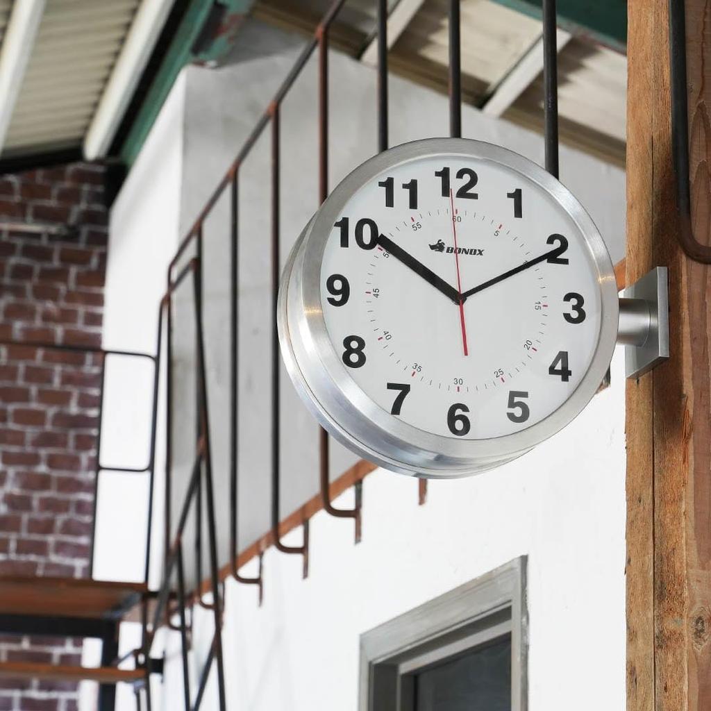 Dulton Double-Face Wall Clock, Silver, Double-Sided Wall Clock, 380mm High, 445mm Wide, 130mm Deep, S82429SV