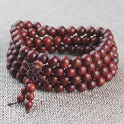 Bracelet chapelet en bois de santal rouge africain - 108 perles pour couples
