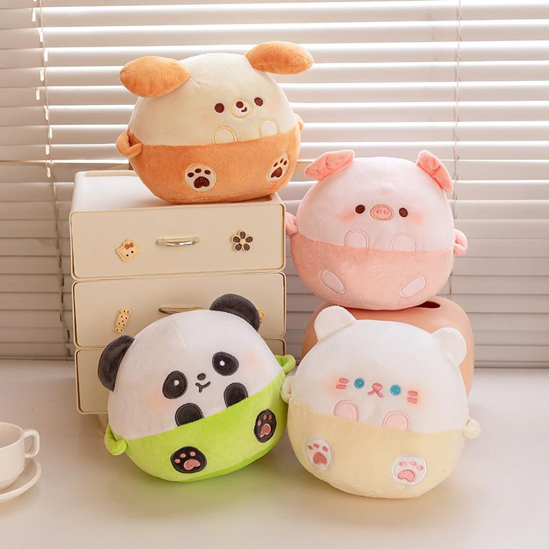 Super Cute Dog Pig Cat Panda Balls Plush Toys Soft Stuffed Cartoon Animal Pillow Creative Souvenir Room Decor Birthday Gift