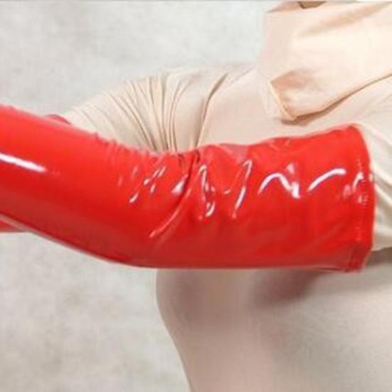 1 pár Vysoce elastické jednobarevné taneční rukavice Lesklá umělá kůže Dlouhé rukavice pro jevištní vystoupení Cosplay doplňky