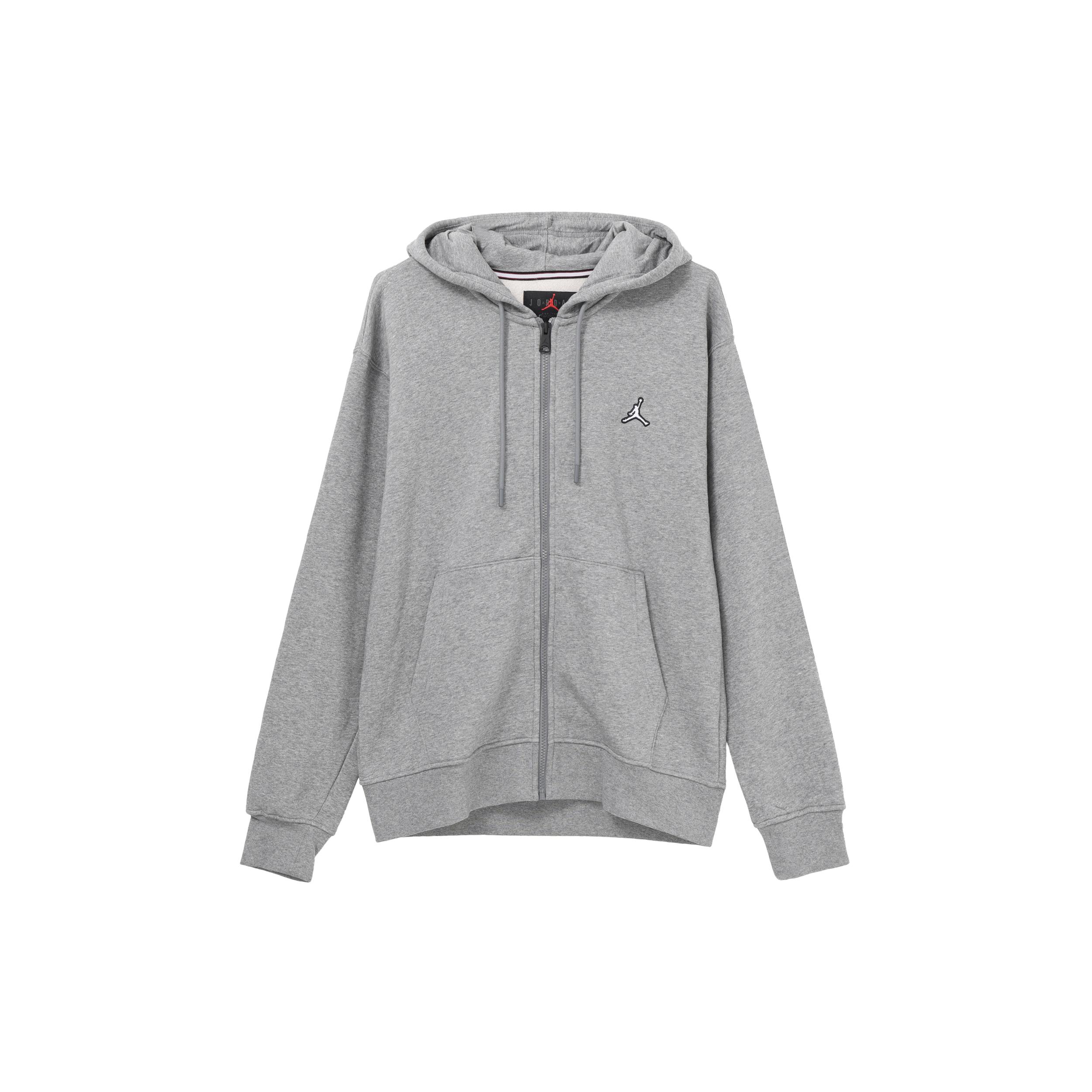 Jordan Sweatshirts Men s Gray Fleece Lined Hooded Moderate Cardigan DQ7351-091 M