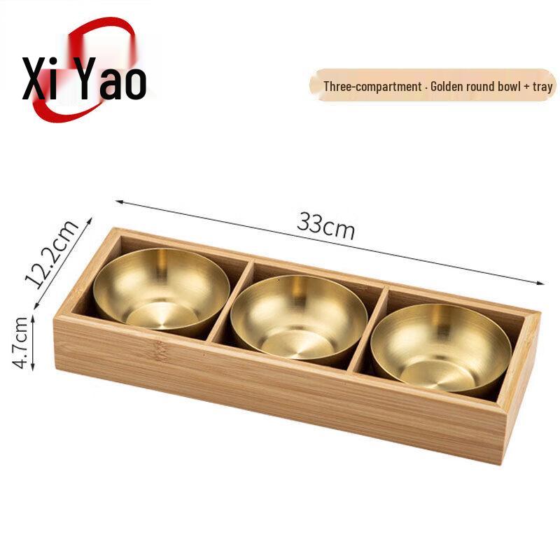 Xiyao 304 Stainless Steel & Bamboo Hot Pot Prep Tray