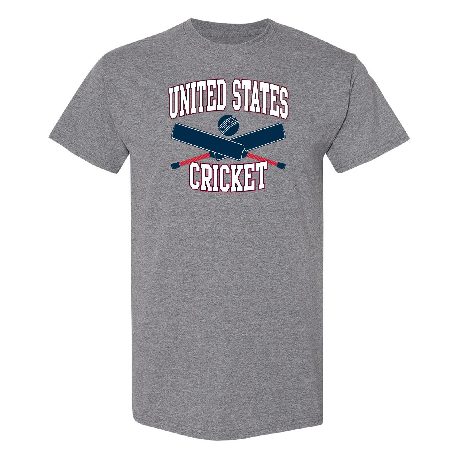USA Crossed Cricket Bats T-Shirt Graphite Heather S