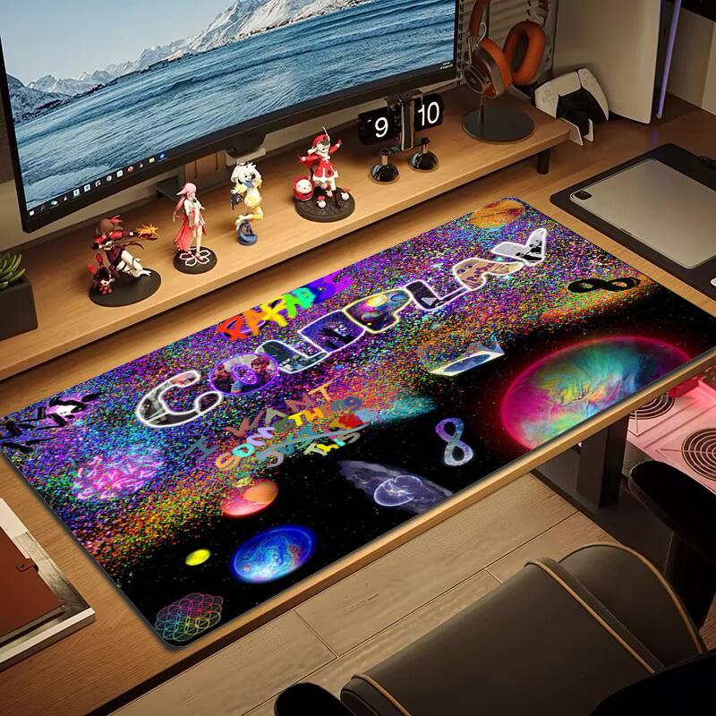 Coldplay Band Color Mouse Pad Large Gaming Table Cushion Non-slip Laptop Tablet Big Mousepad XXL Mat Mini PC Playmat With Lock edge