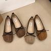 Korean Version Niche Retro Shallow Mouth Flat-soled Single Shoes Women's 2025 Spring New Bow Soft-soled Temperament Mary Jane Shoes