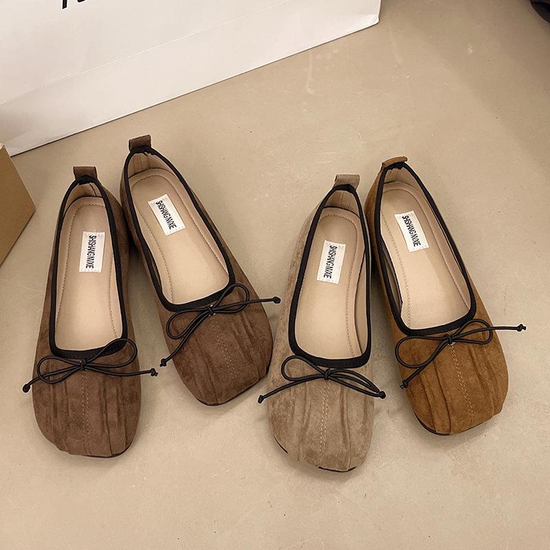 Korean Version Niche Retro Shallow Mouth Flat-soled Single Shoes Women's 2025 Spring New Bow Soft-soled Temperament Mary Jane Shoes