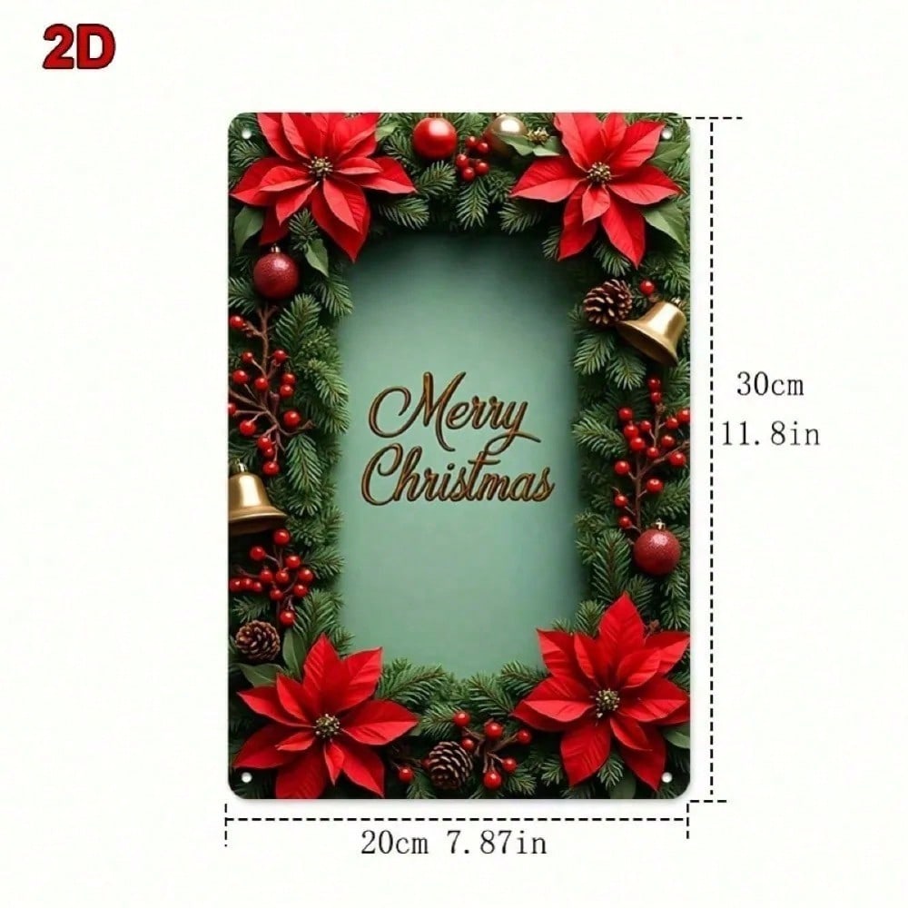 Vintage Christmas Tin Sign 8x12 Inch Holiday Wall Art Rustic Home Decor
