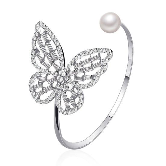 

Bangle Stylish All-match Flexible Alloy Adjustable Opening Butterfly Bracelet for Party срібний
