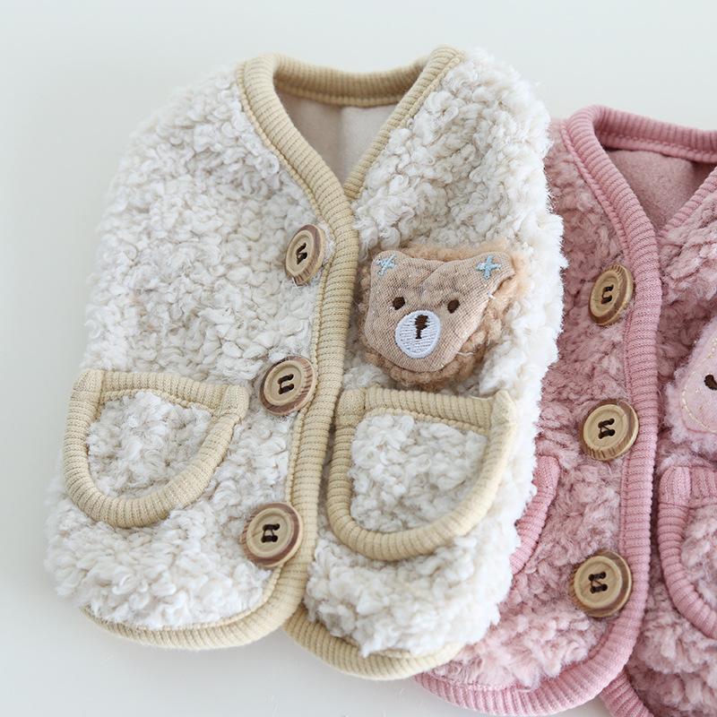 Cartoon Animal Velvet Vest Autumn and Winter Teddy Cat Clothing Pet Clothing Dog Clothing Dog Accessories Designer Dog Clothes
