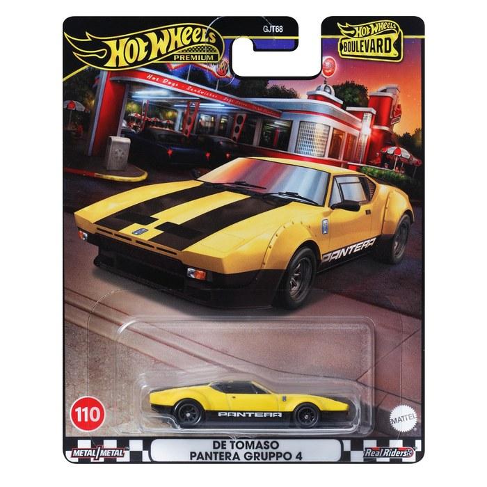 Hot Wheels Boulevard De Tomaso Pantera Gruppo 4 Vehicle Toy Car, Yellow, 1/64 Scale