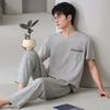 Pajamas Men's Summer Cotton Short Sleeve Trousers Thin Summer Casual Large Size Summer Loungewear Set