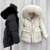 Parka de Algodão Acolchoada com Pelo Gola Grande de Pelo Casaco de Inverno com Penas Feminino Parkas Grossos e Quentes Roupa Exterior Feminina