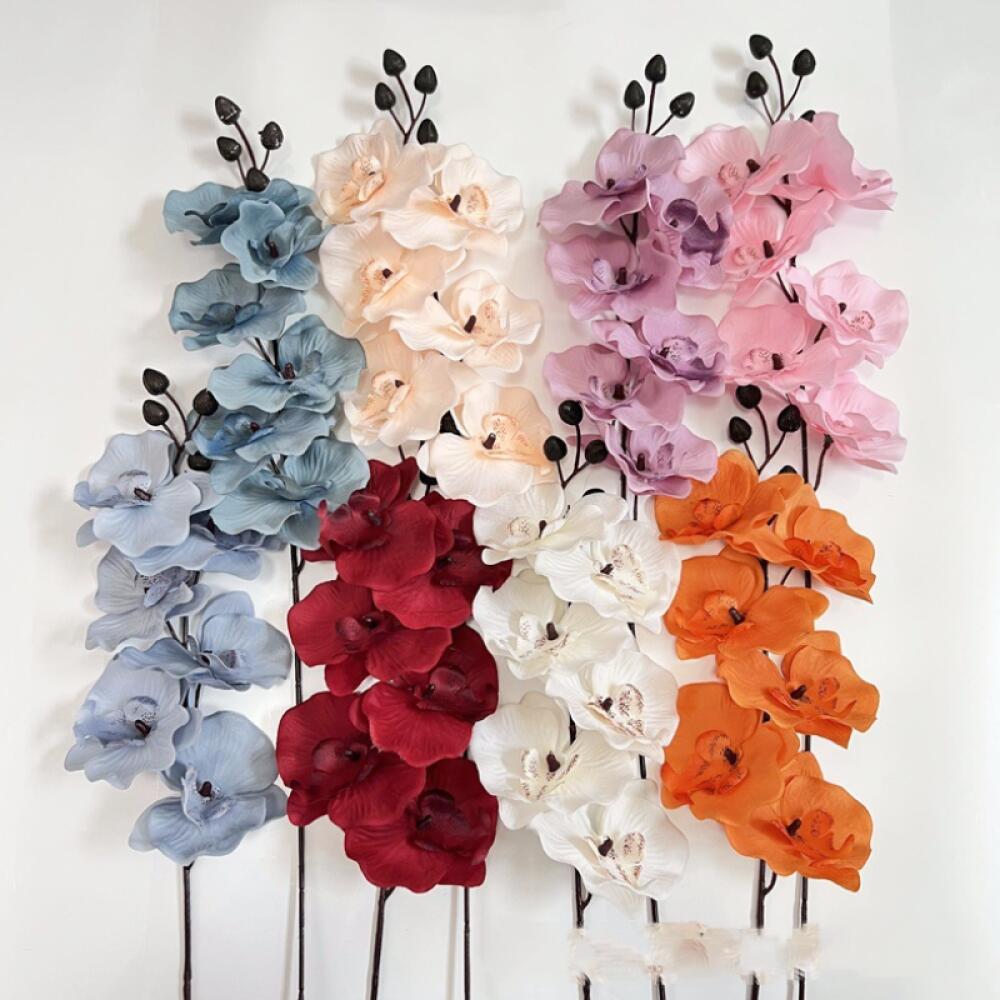 6 Heads Artificial Phalaenopsis Orchid Flower, Handmade Realistic Faux Fake Floral Design, For Home Wedding Hotel Decoration